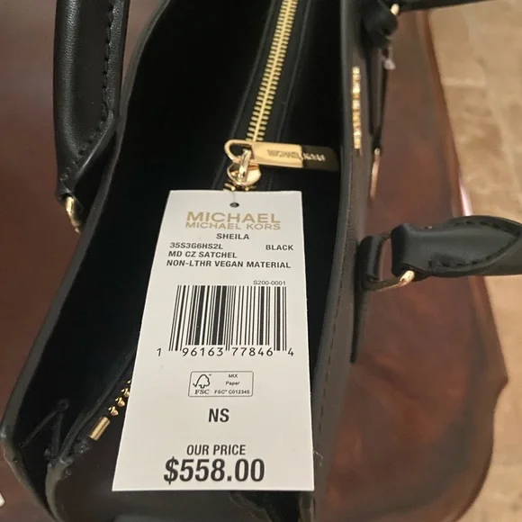 NEW Michael Kors Black Satchel with Gold Accents - Picture 3 of 5